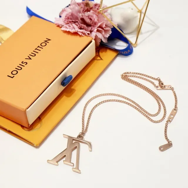 Louis Vuitton LV Monogram Silver-Tone Pendant Necklace 15