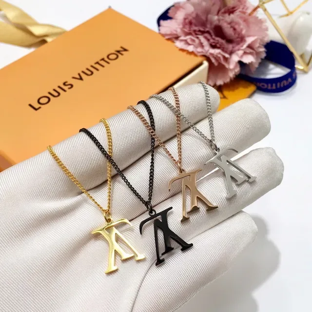 Louis Vuitton LV Monogram Silver-Tone Pendant Necklace 17
