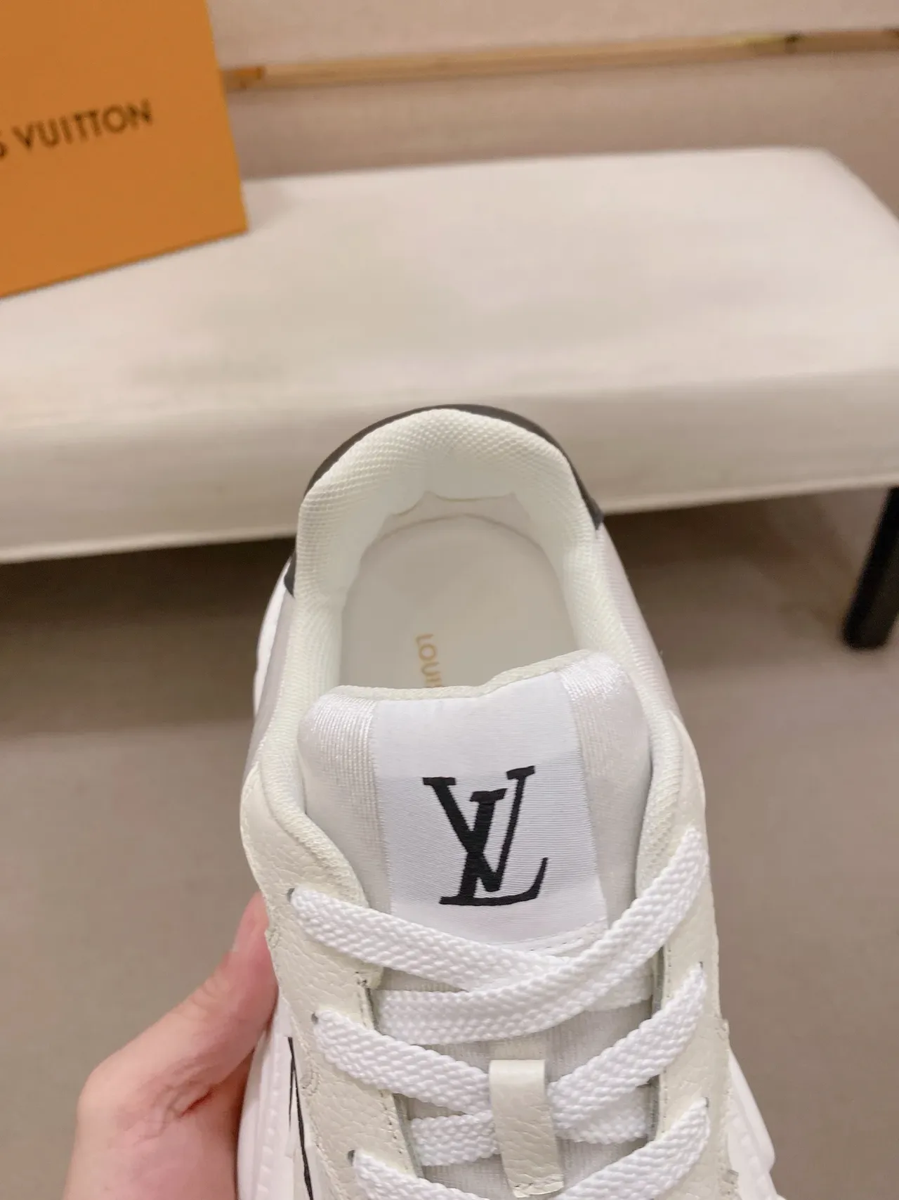 Louis Vuitton LV Trainer Beige Black Midsole Mesh And Leather Upper Chunky Sneakers 3