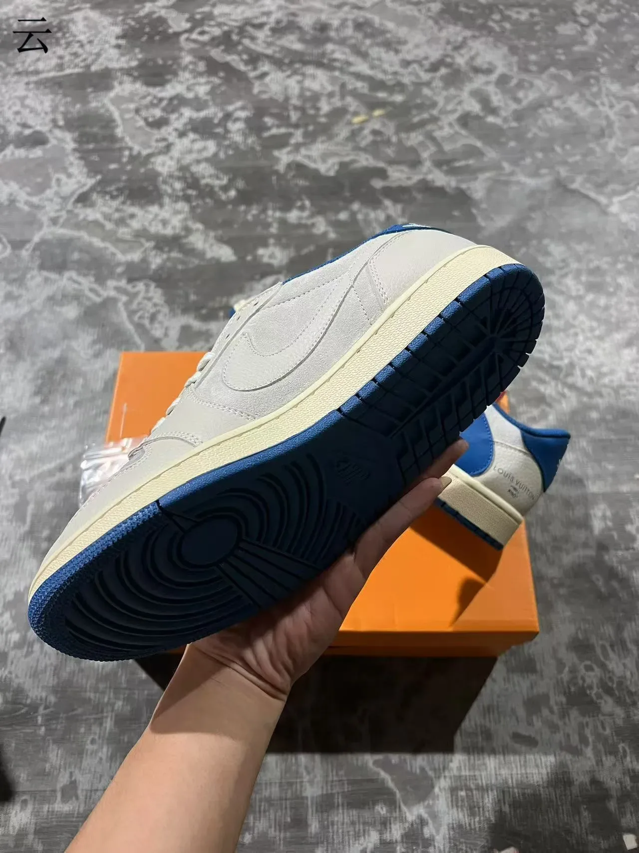 Louis Vuitton LV Trainer Beige Blue Leather-Suede Hybrid Upper Bold Contrast Overlay Lifestyle Sneakers 6