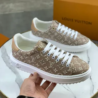 Louis Vuitton LV Trainer Beige Blanco Monograma Lona Suela Plataforma Lifestyle Sneakers