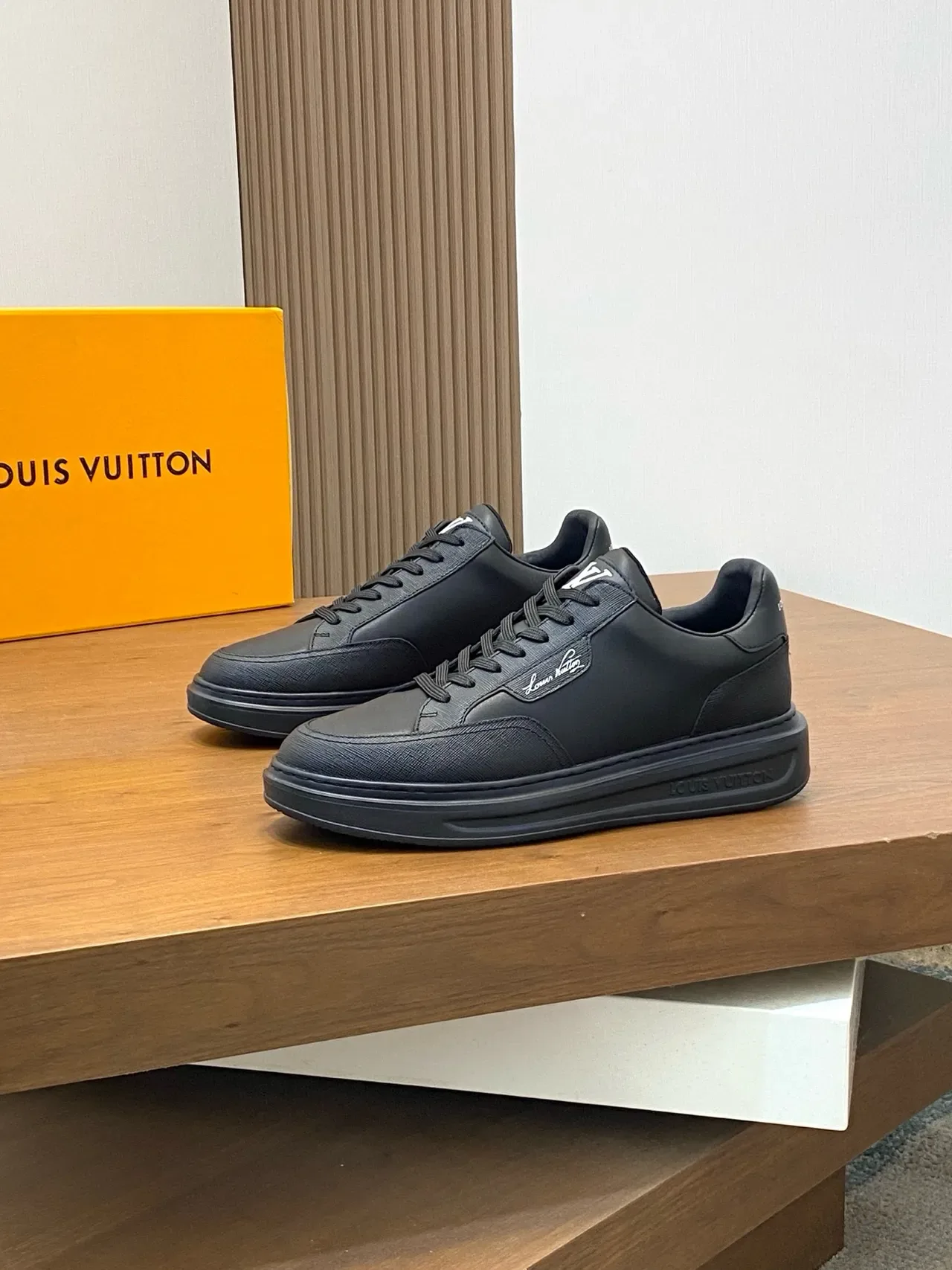 Louis Vuitton LV Trainer Black Monochrome Mixed-Material Upper Lifestyle Sneakers 4