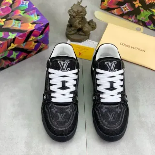 Louis Vuitton LV Trainer Negro Monogram Denim Estilo de vida Sneakers