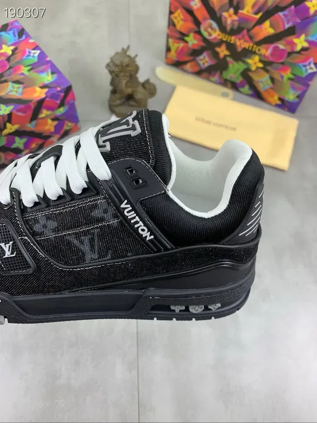 Louis Vuitton LV Trainer Black Monogram Denim Lifestyle Sneakers 3
