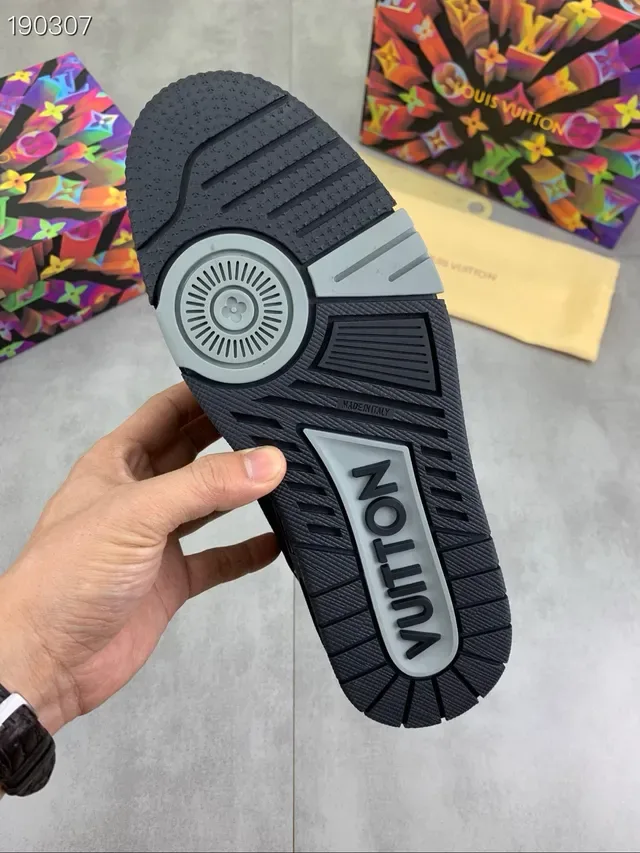 Louis Vuitton LV Trainer Black Monogram Denim Lifestyle Sneakers 4