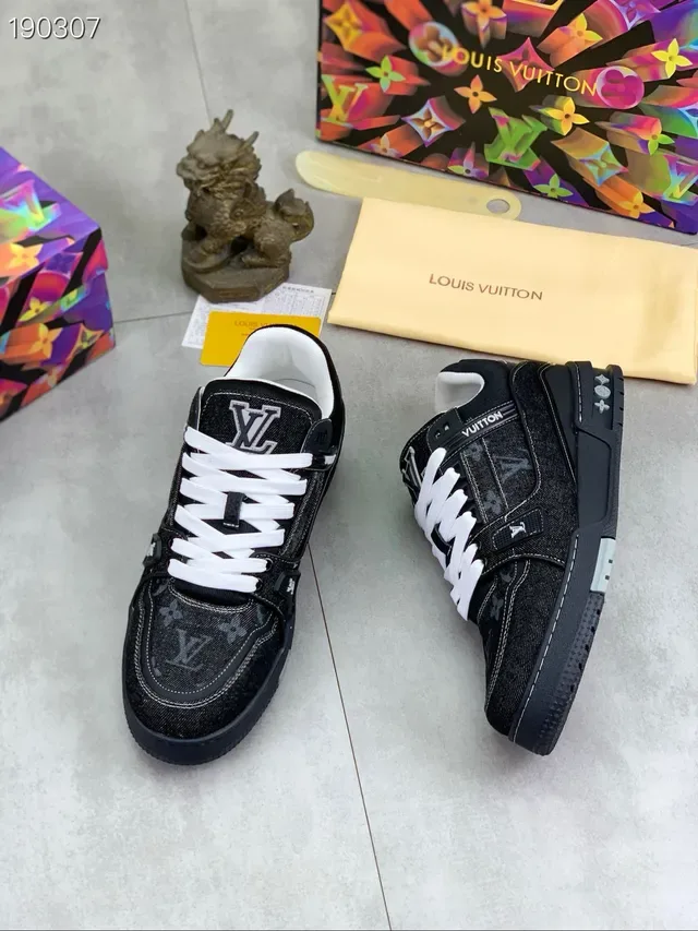 Louis Vuitton LV Trainer Black Monogram Denim Lifestyle Sneakers 8