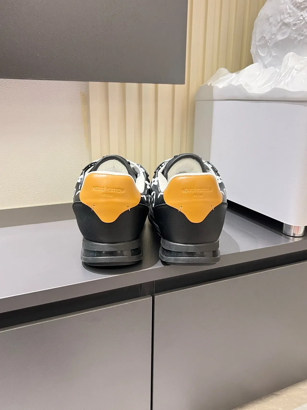 Louis Vuitton LV Trainer Black Orange Monogram-Print Leather Platform Sole Lifestyle Sneakers 5