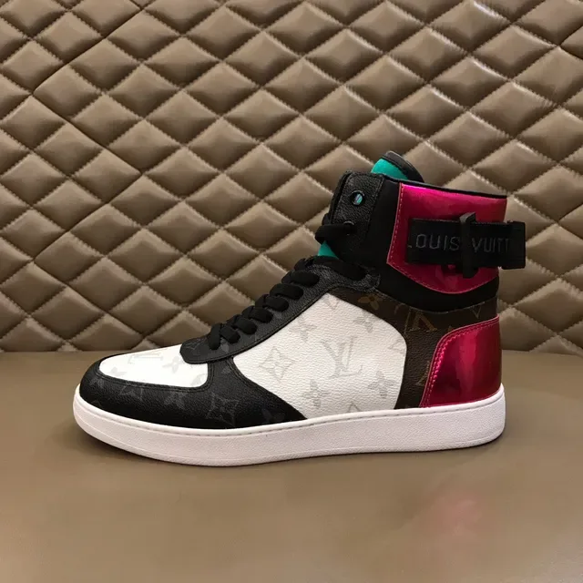 Louis Vuitton LV Trainer أحذية رياضية لايف ستايل أسود وردي عالي الارتفاع مونوغرام كانفاس 5