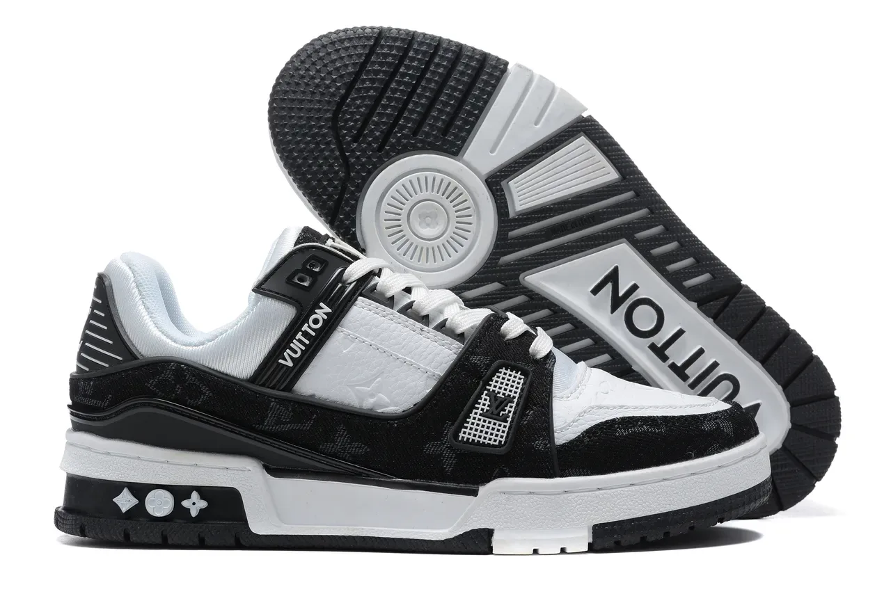 Louis Vuitton LV Trainer Black White Monogram-Coated Textile Layered Cage Construction Lifestyle Sneakers 7