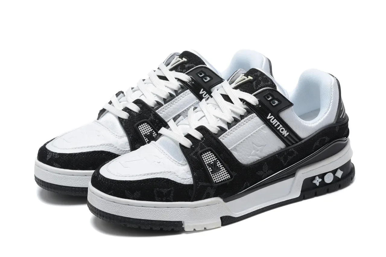 Louis Vuitton LV Trainer Black White Monogram-Coated Textile Layered Cage Construction Lifestyle Sneakers 8