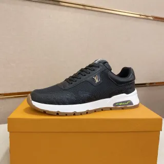 Louis Vuitton LV Trainer Negro Blanco Monograma-Embossed Superior Esculpida Suela Media Zapatillas Lifestyle