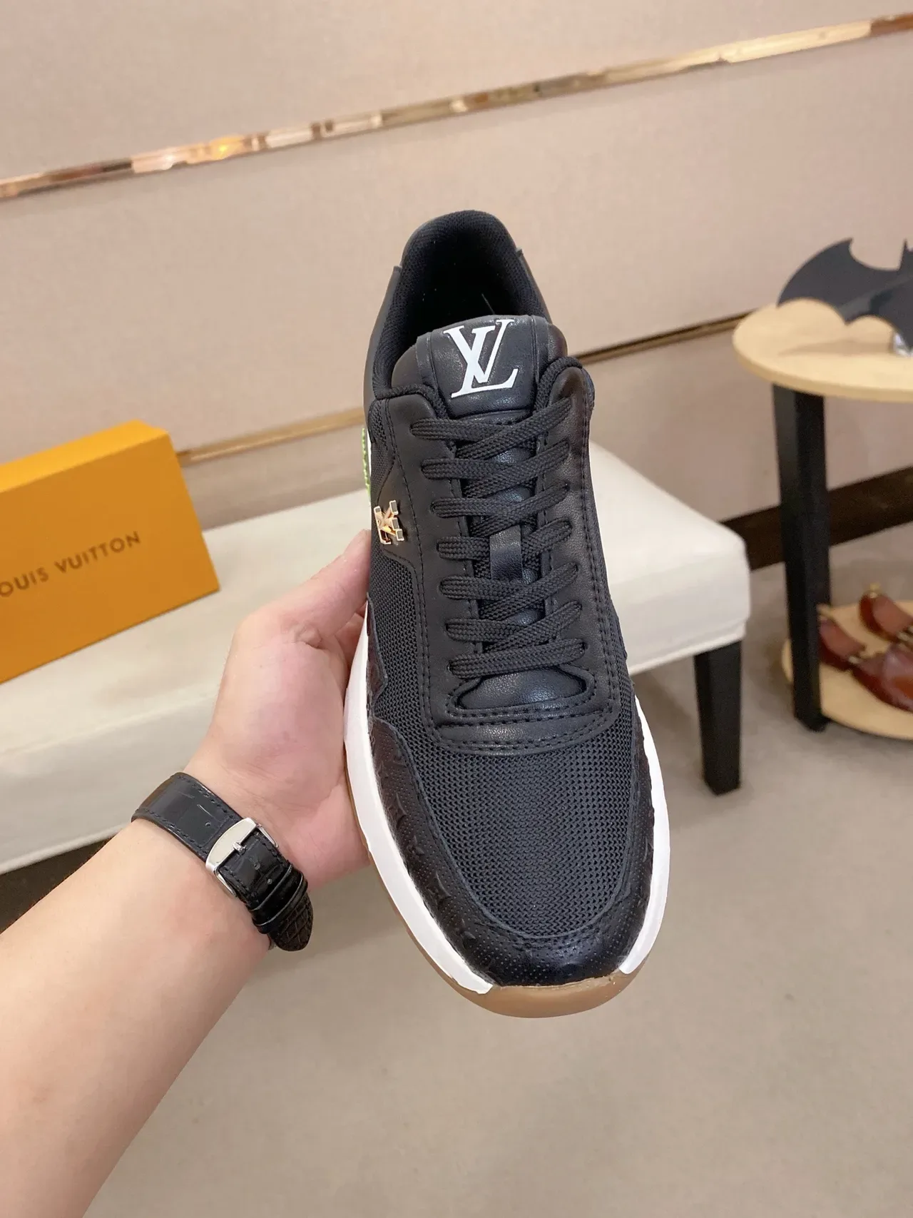 Louis Vuitton LV Trainer Black White Monogram-Embossed Upper Sculpted Midsole Lifestyle Sneakers 2