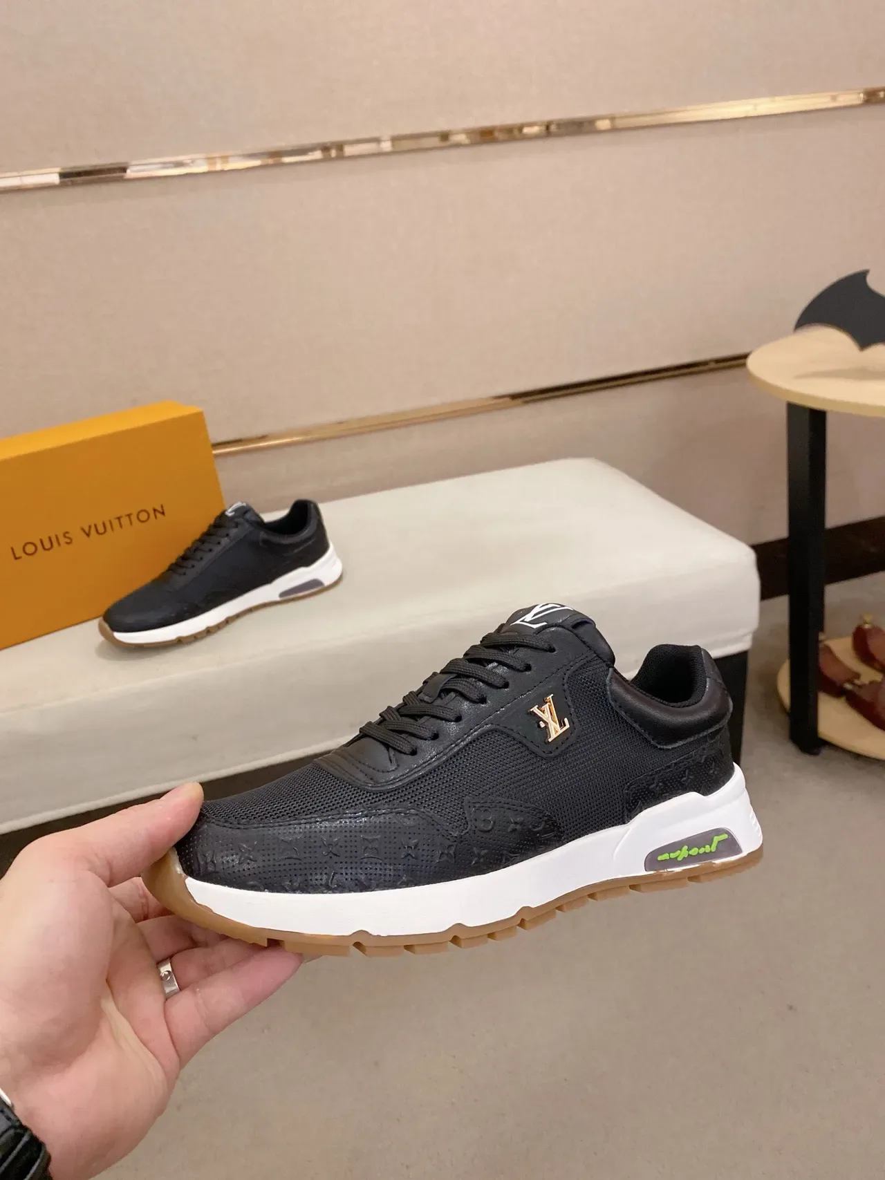 Louis Vuitton LV Trainer Black White Monogram-Embossed Upper Sculpted Midsole Lifestyle Sneakers 3