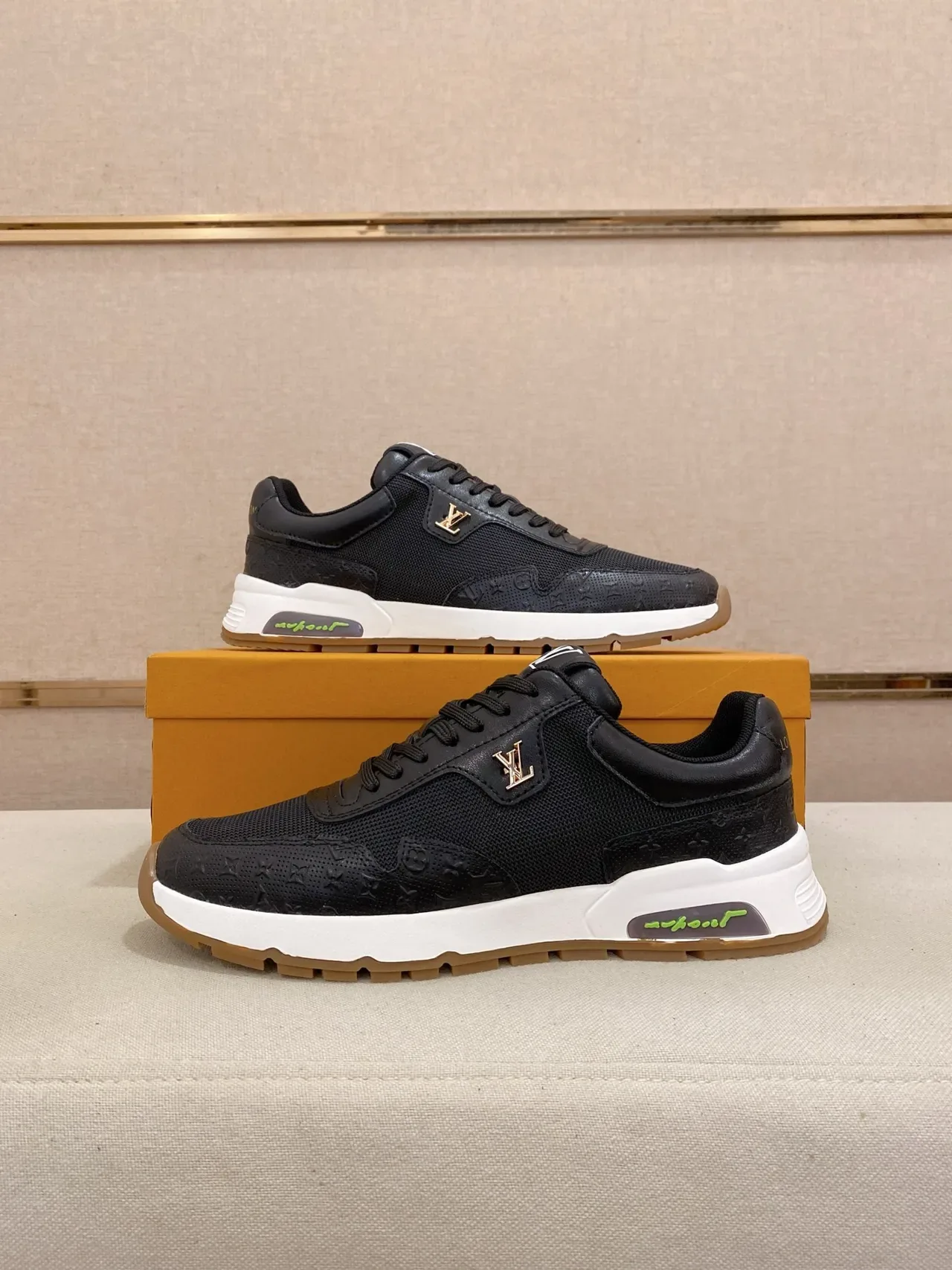 Louis Vuitton LV Trainer Black White Monogram-Embossed Upper Sculpted Midsole Lifestyle Sneakers 7