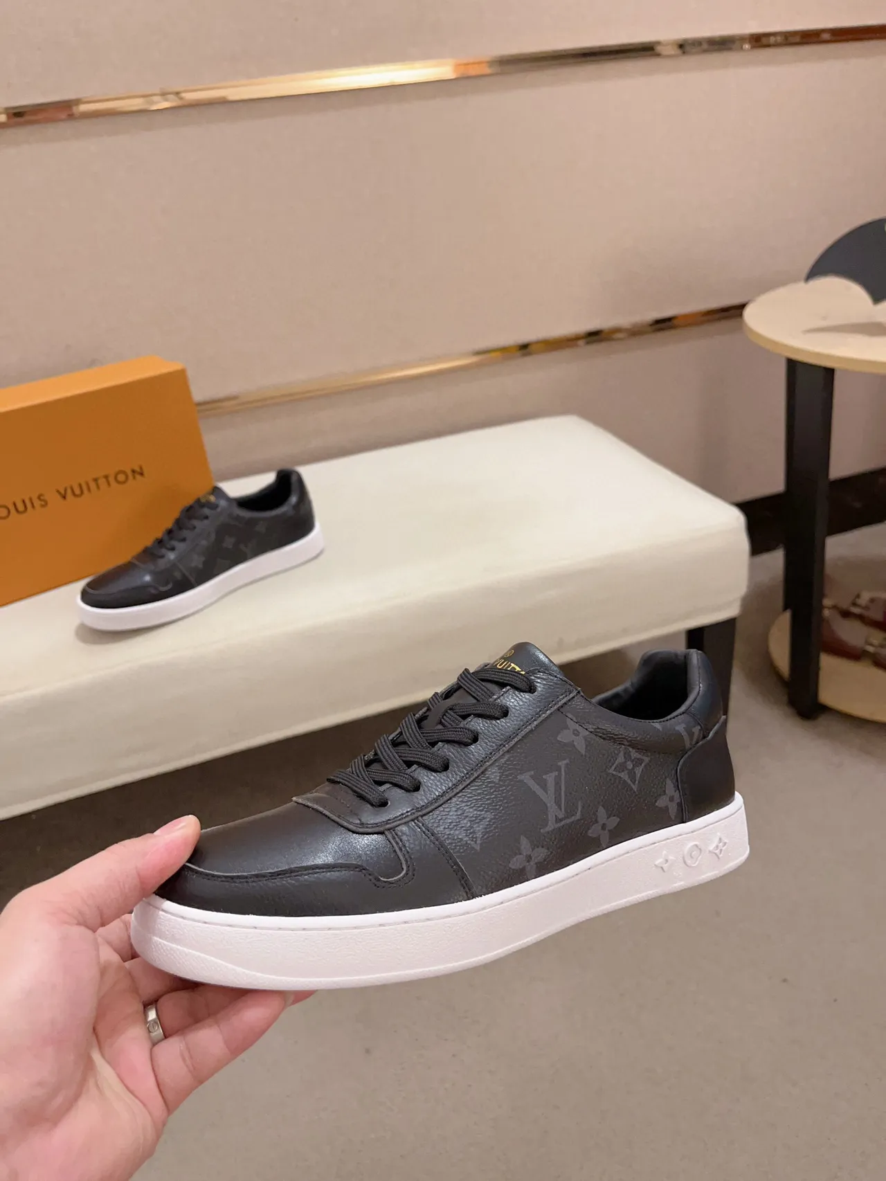 Louis Vuitton LV Trainer Black White Monogram Leather Low-Top Lifestyle Sneakers 3