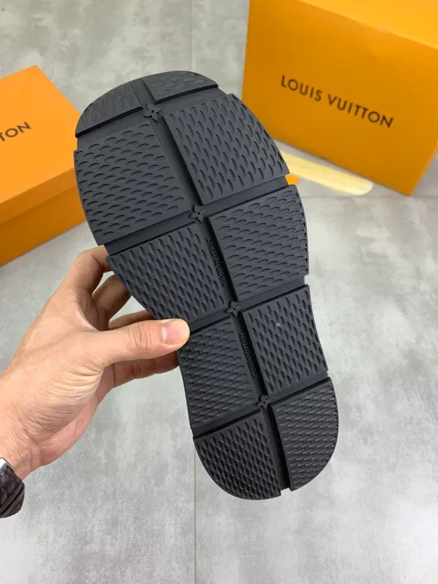 Louis Vuitton LV Trainer Black White Monogrammed Tongue Embossed Side Logo Chunky Sneakers 2
