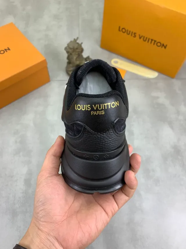 Louis Vuitton LV Trainer Black White Monogrammed Tongue Embossed Side Logo Chunky Sneakers 3