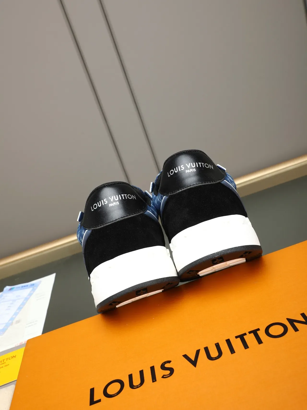 Louis Vuitton LV Trainer Blue Black Denim Monogram Upper Oversized Molded Logo Lifestyle Sneakers 3