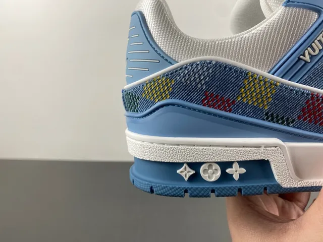 Louis Vuitton LV Trainer Blue Multicolor Denim Upper Check Pattern Lifestyle Sneakers 2