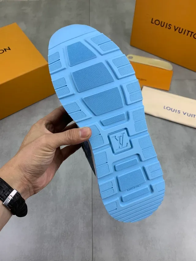 Louis Vuitton LV Trainer Blue Navy Monogram Denim Upper Mesh Cage Overlay Lifestyle Sneakers 3