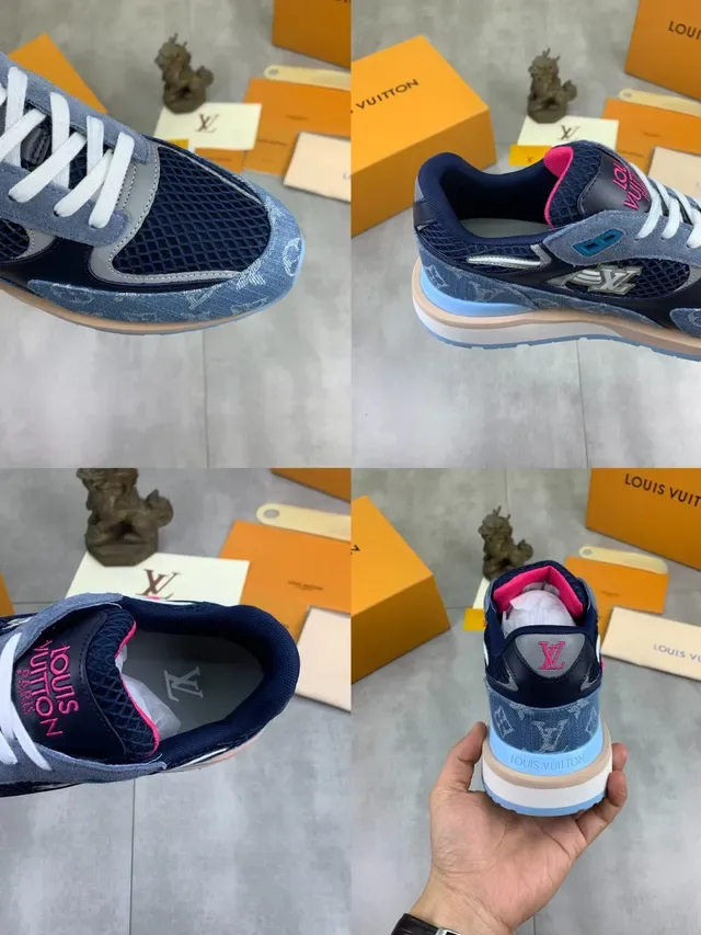 Louis Vuitton LV Trainer Blue Navy Monogram Denim Upper Mesh Cage Overlay Lifestyle Sneakers 5
