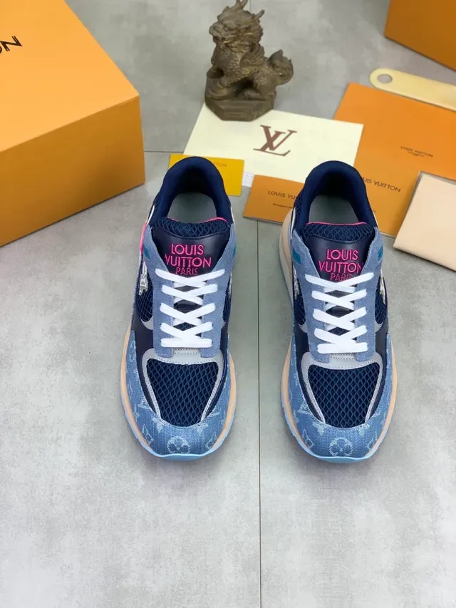 Louis Vuitton LV Trainer Blue Navy Monogram Denim Upper Mesh Cage Overlay Lifestyle Sneakers 6