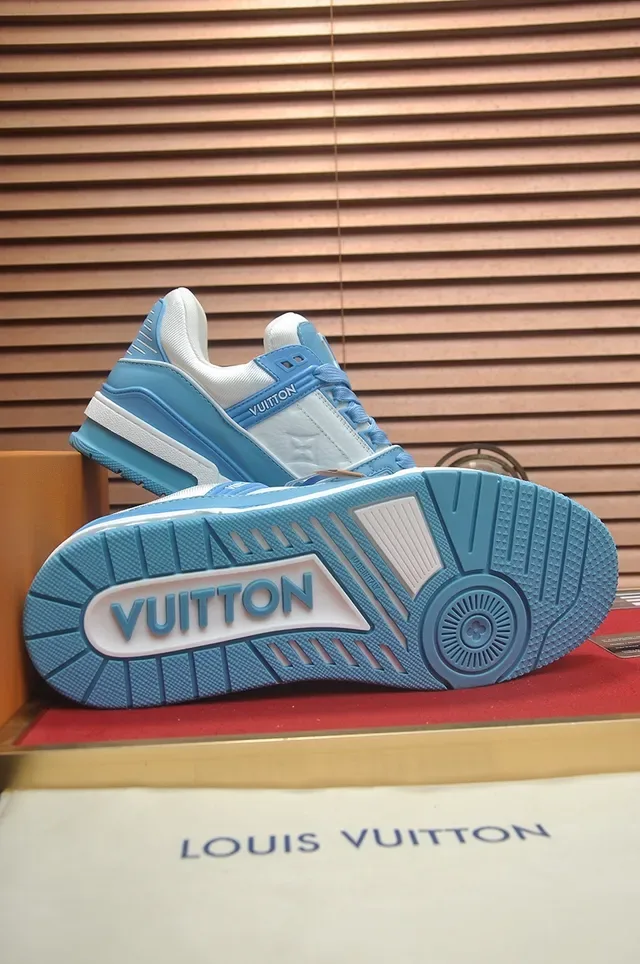 Louis Vuitton LV Trainer Blue White Partie supérieure synthétique en couches Semelle plateforme chunky Chaussures lifestyle 3