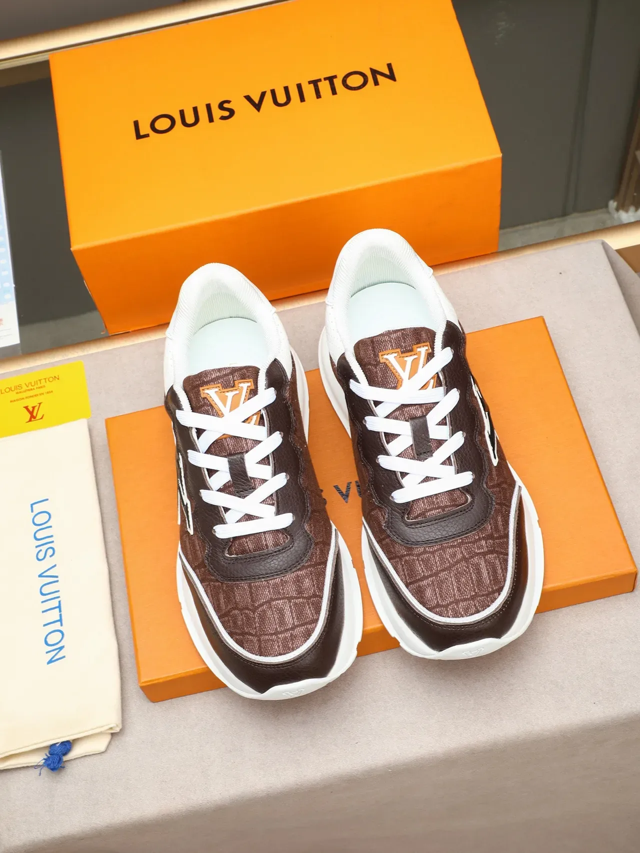 Louis Vuitton LV Trainer Brown White Monogram Canvas Oversized Logo Lifestyle Sneakers 2