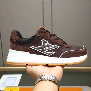 Louis Vuitton LV Trainer Brown White Perforated Suede Upper Oversized Monogram Lifestyle Sneakers