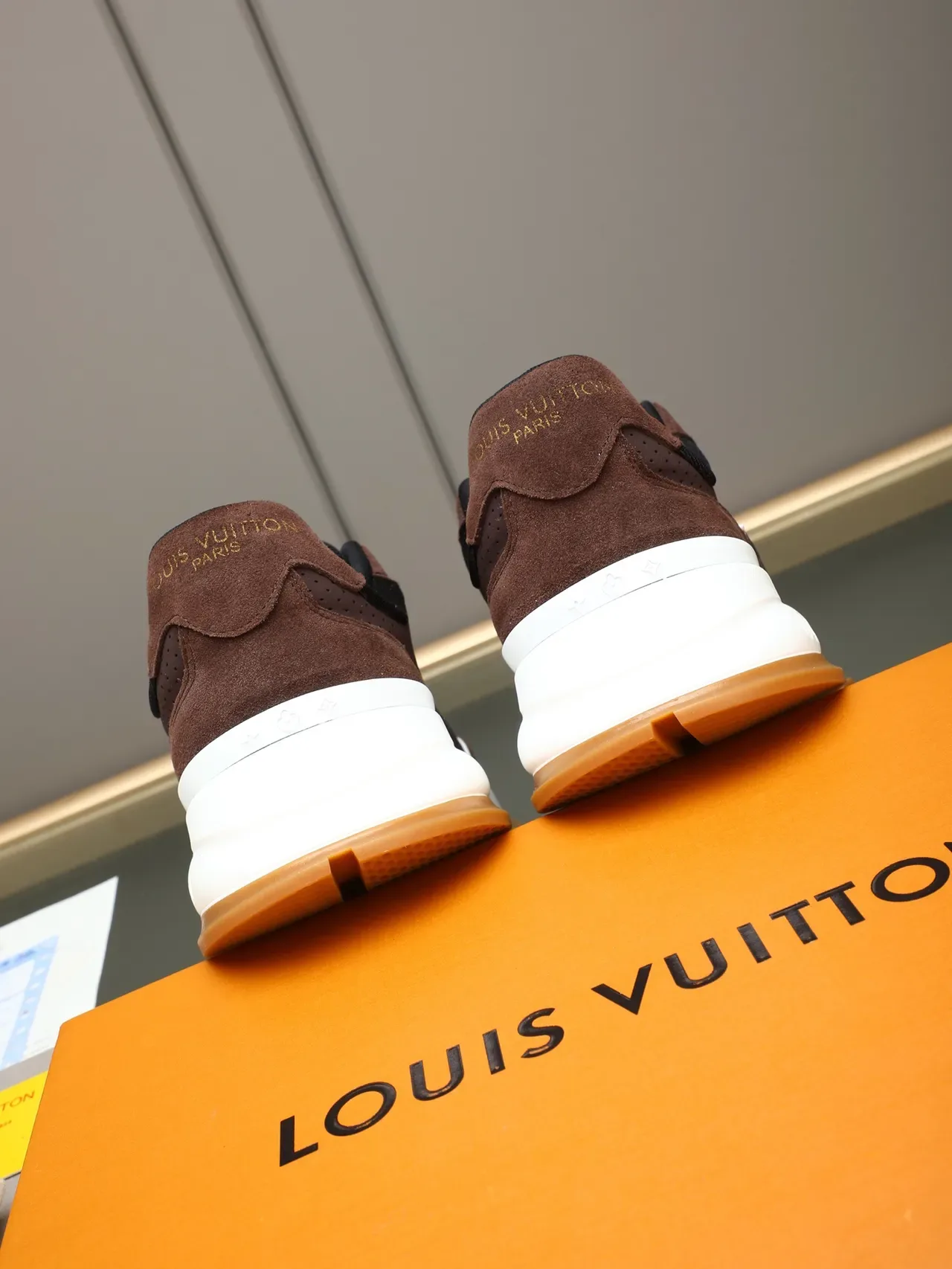 Louis Vuitton LV Trainer Brown White Perforated Suede Upper Oversized Monogram Lifestyle Sneakers 2