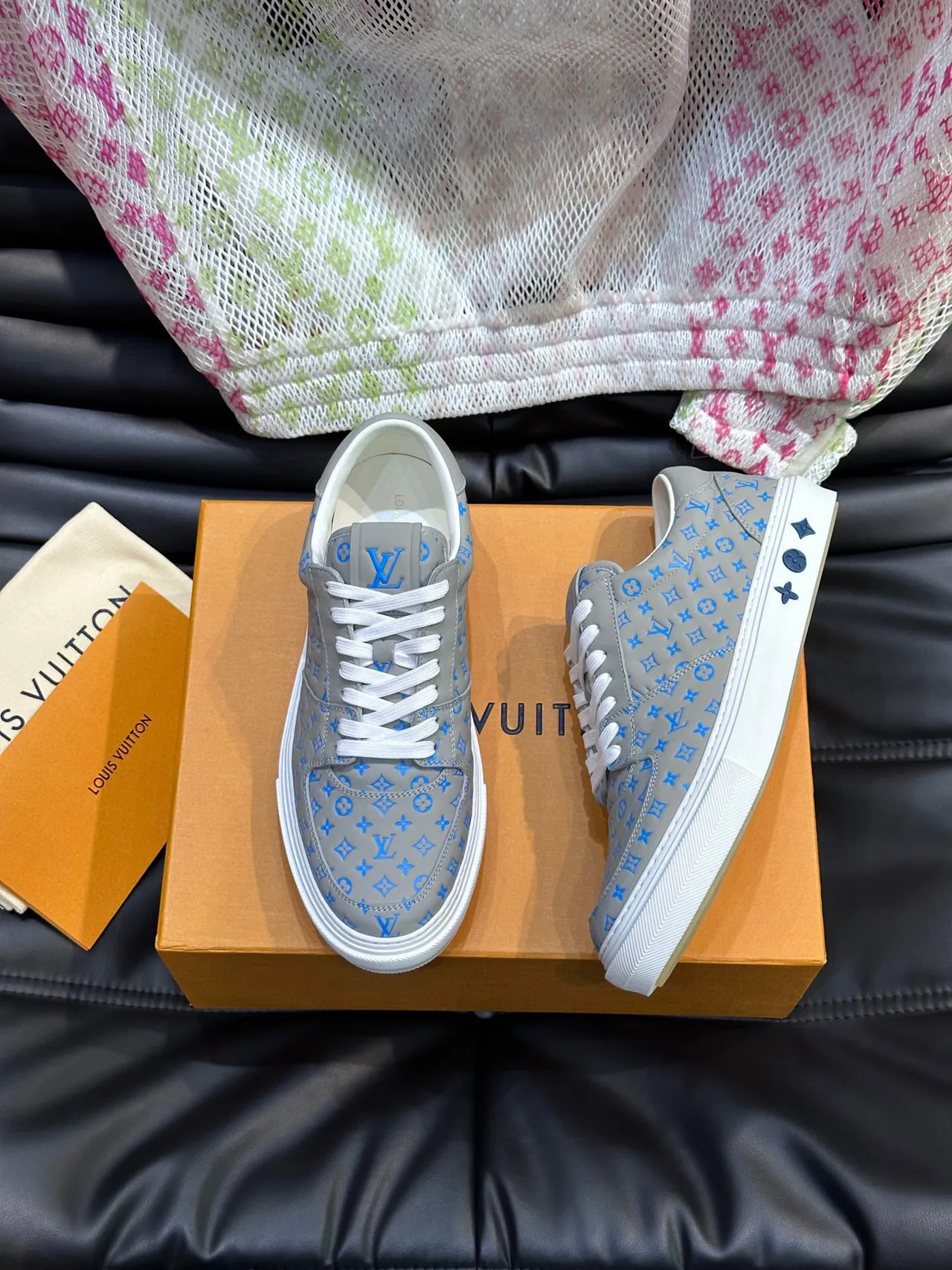Louis Vuitton LV Trainer Gray Blue Monogram-Printed Leather Low-Top Lifestyle Sneakers 2