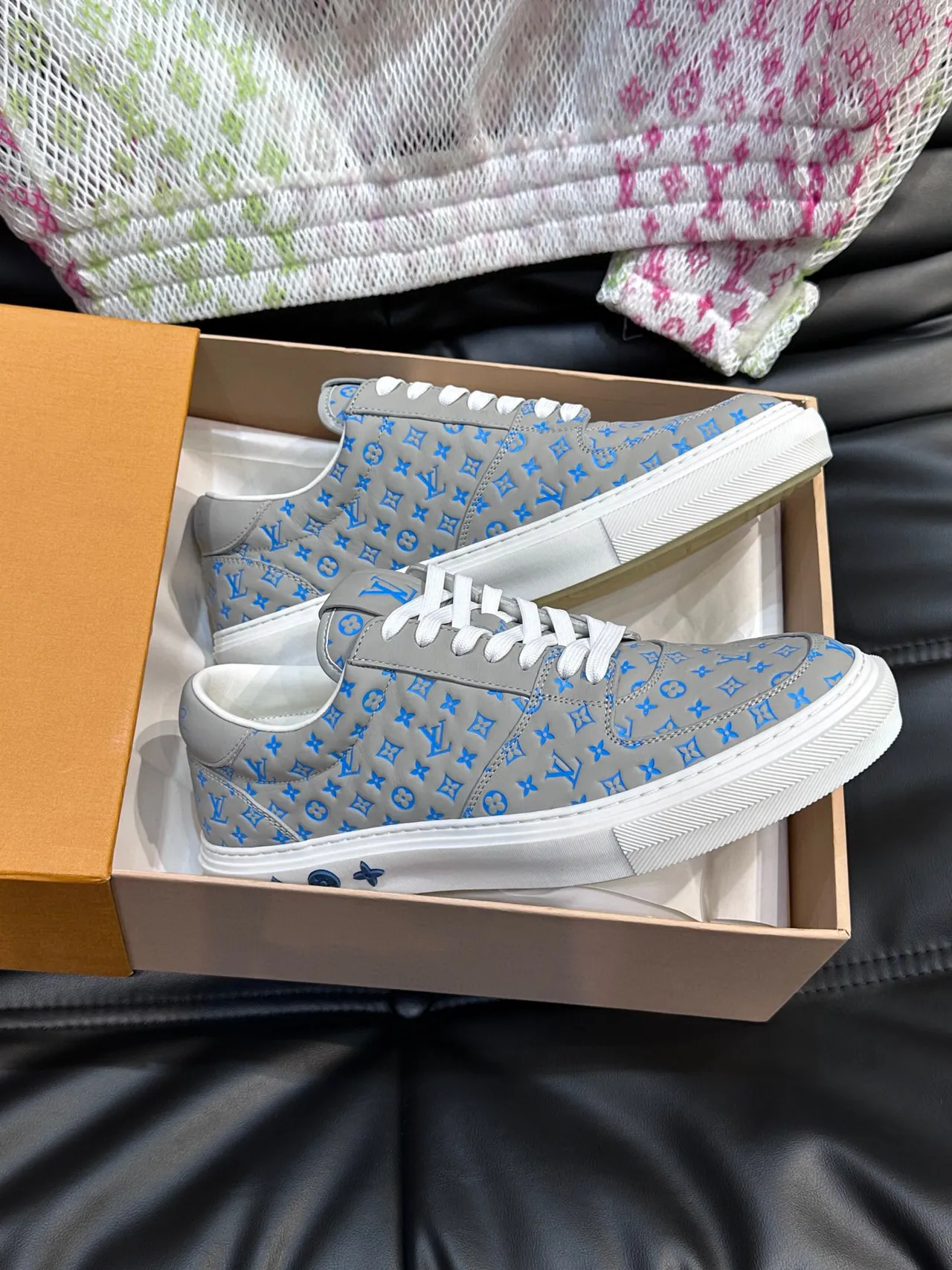 Louis Vuitton LV Trainer Gray Blue Monogram-Printed Leather Low-Top Lifestyle Sneakers 4