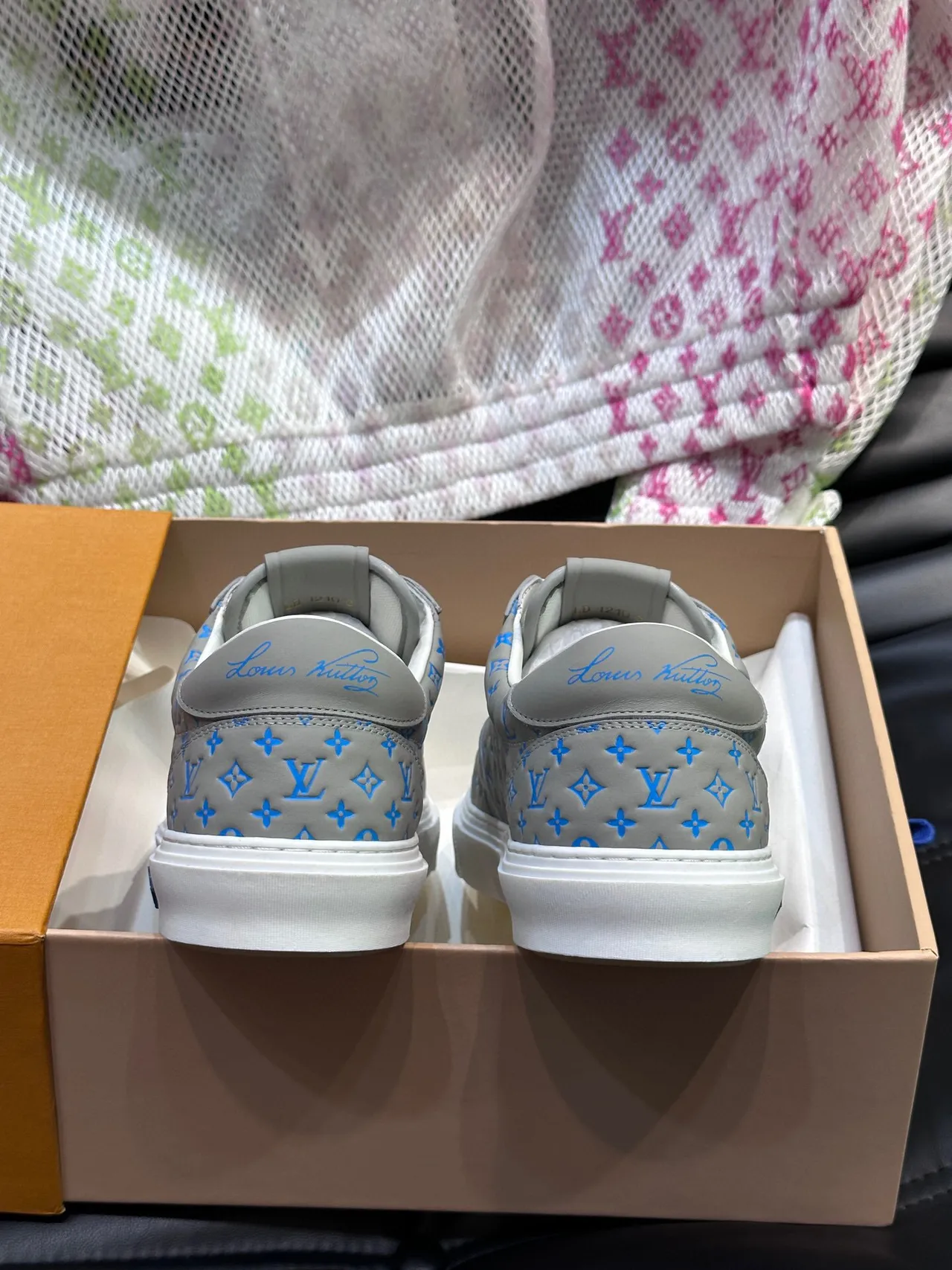 Louis Vuitton LV Trainer Gray Blue Monogram-Printed Leather Low-Top Lifestyle Sneakers 6