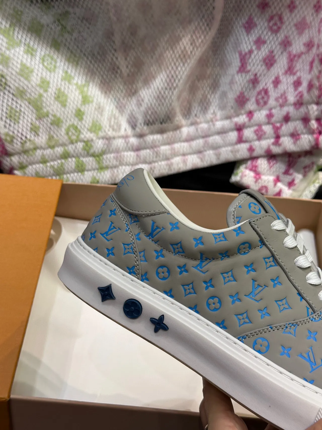 Louis Vuitton LV Trainer Gray Blue Monogram-Printed Leather Low-Top Lifestyle Sneakers 7