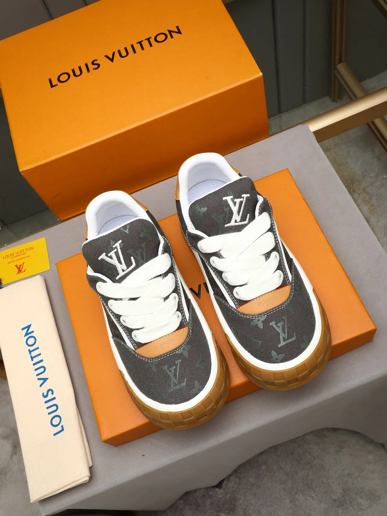 Louis Vuitton LV Trainer Gray Monogram White Midsole Gum Outsole Lifestyle Sneaker 2