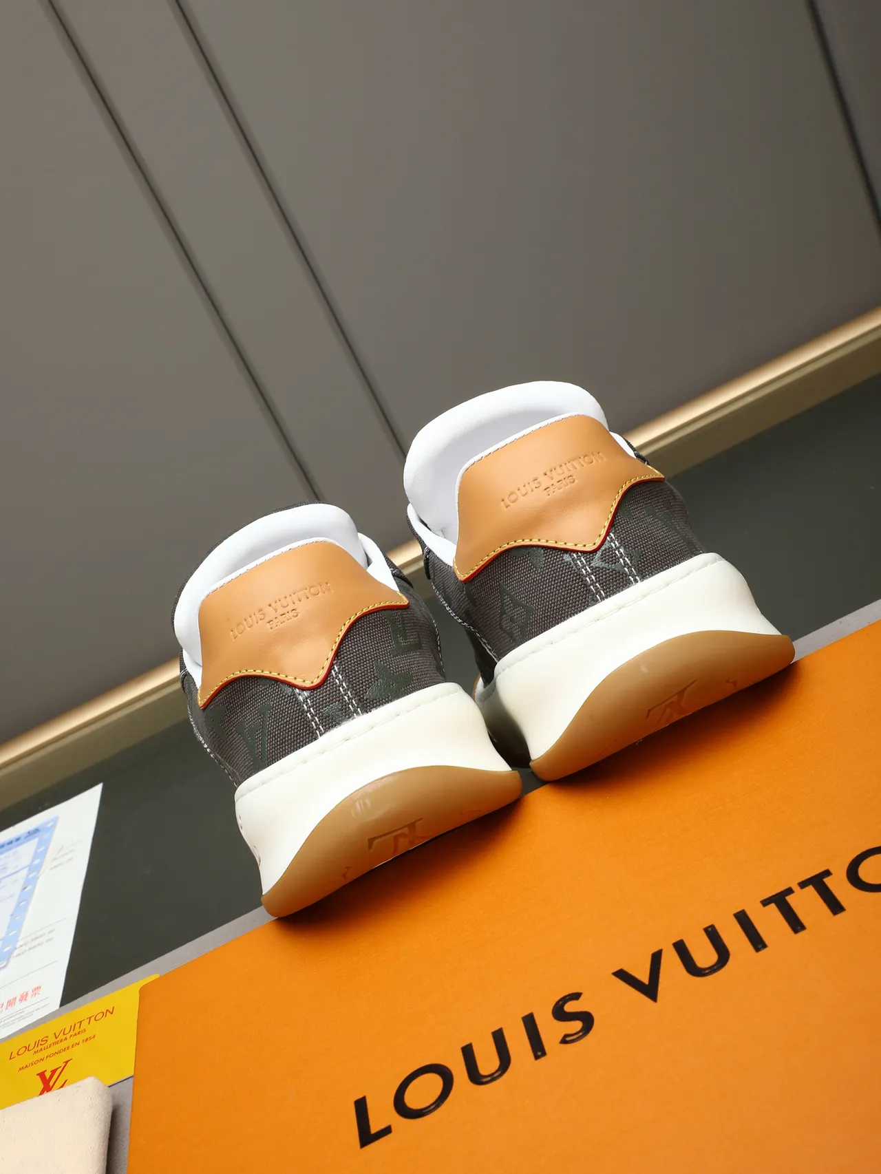 Louis Vuitton LV Trainer Gray Monogram White Midsole Gum Outsole Lifestyle Sneaker 3