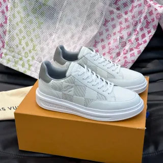 Louis Vuitton LV Trainer Gray White Low-Top Mesh-and-Leather Panelled Lifestyle Sneakers