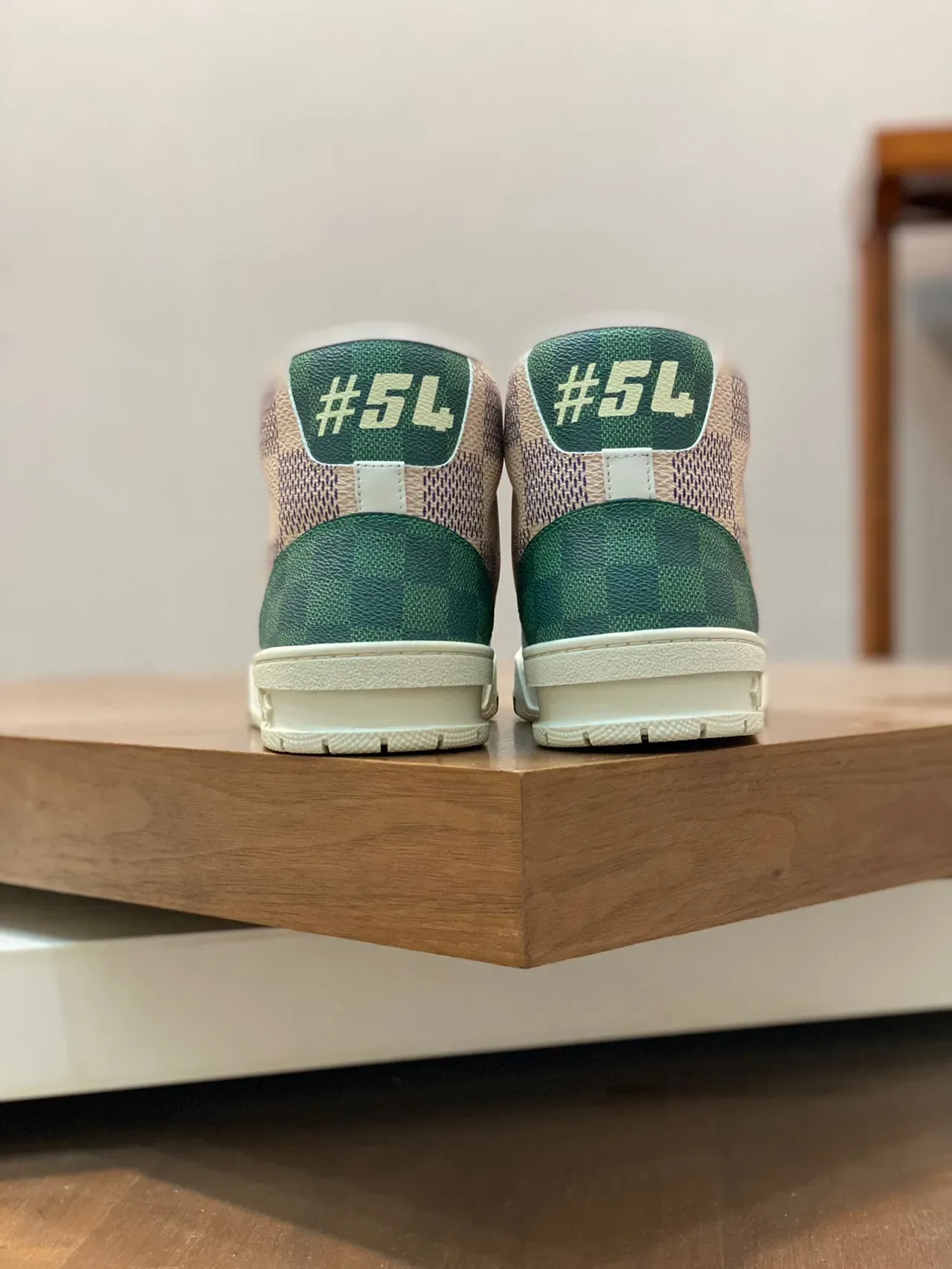 Louis Vuitton LV Trainer Green Beige Damier Checkerboard Toe Monogram Canvas Upper Lifestyle Sneakers 3