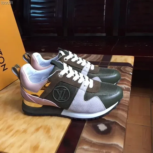 Louis Vuitton LV Trainer Green Pink Multi-Panel Mesh-Suede Construction Embossed Circular Logo Lifestyle Sneakers 3