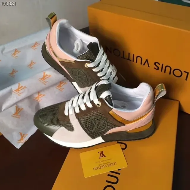 Louis Vuitton LV Trainer Green Pink Multi-Panel Mesh-Suede Construction Embossed Circular Logo Lifestyle Sneakers 4