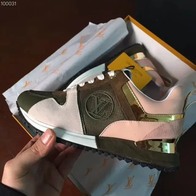 Louis Vuitton LV Trainer Green Pink Multi-Panel Mesh-Suede Construction Embossed Circular Logo Lifestyle Sneakers 5