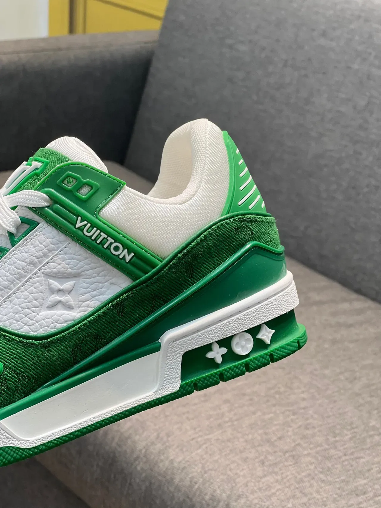 Louis Vuitton LV Trainer Green White Low-Top Monogram-Embossed Lifestyle Sneakers 8