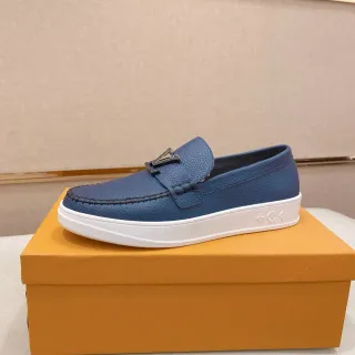Louis Vuitton LV Trainer Loafer नीला कण चमड़ा प्लेटफॉर्म लूफर