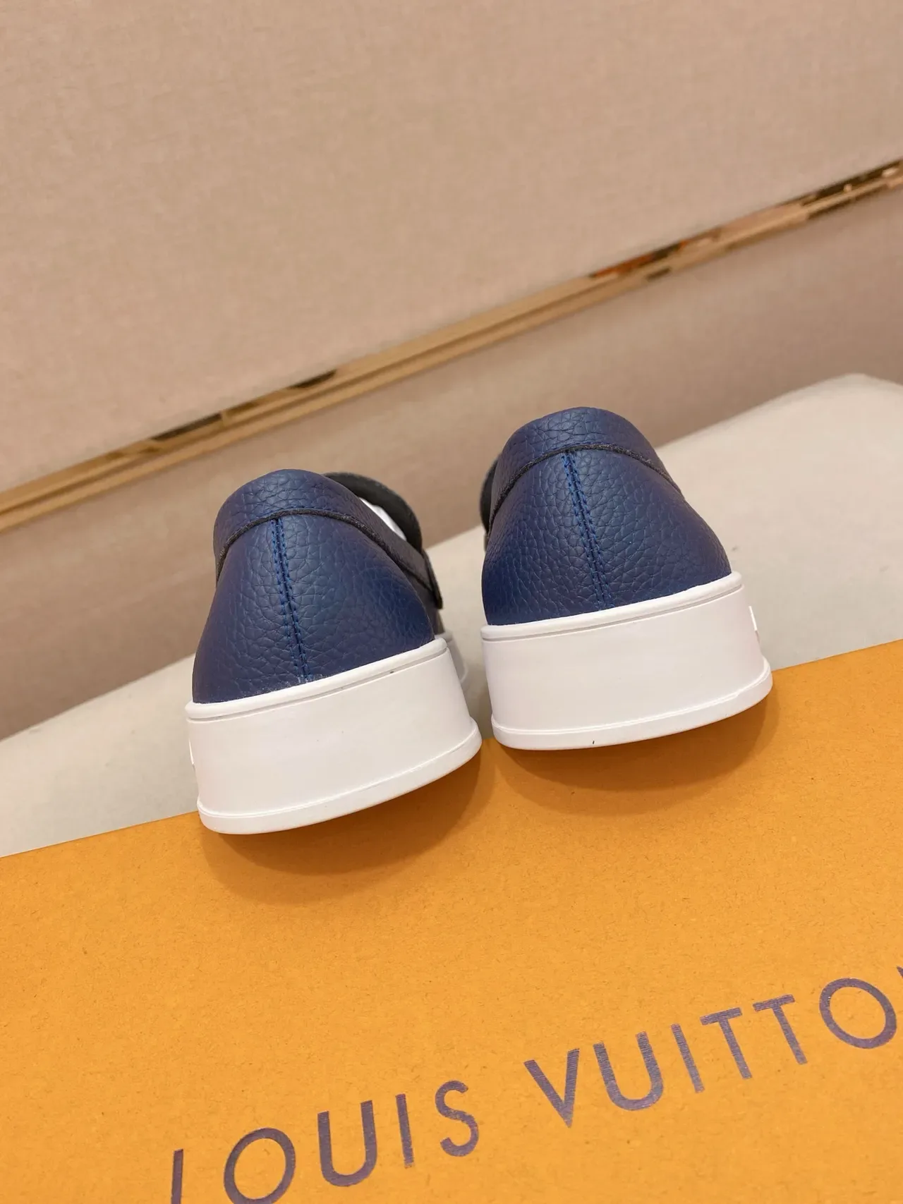 Louis Vuitton LV Trainer Loafer Blue Pebbled Leather Platform Loafer 3