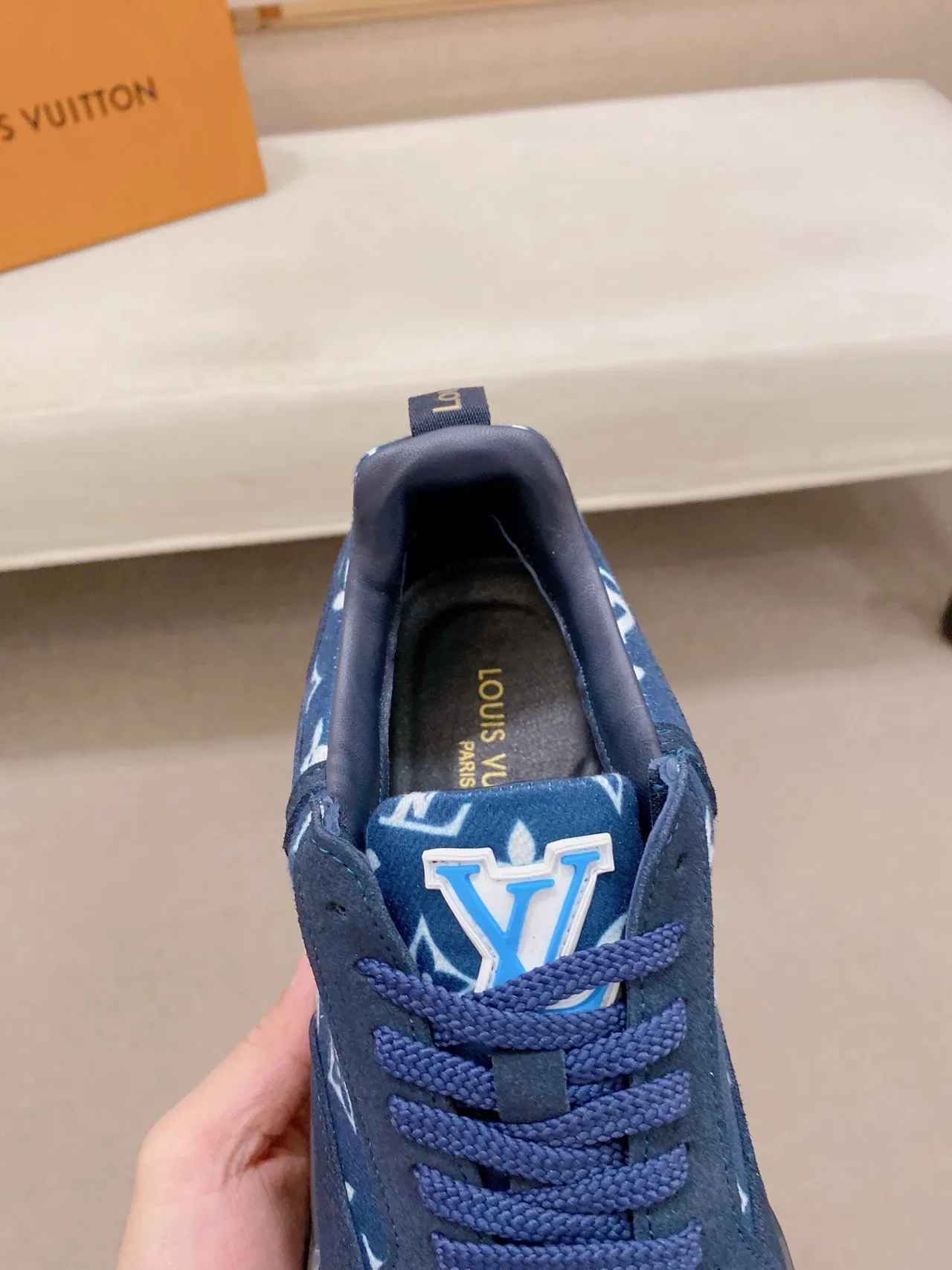 Louis Vuitton LV Trainer Navy Black Monogram-Print Canvas/suede Upper Lifestyle Sneakers 3