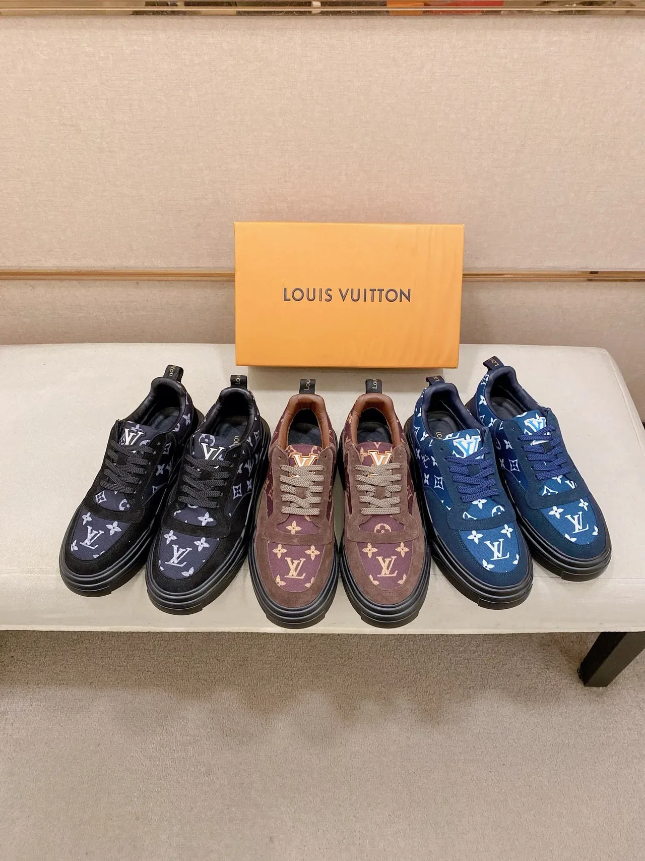 Louis Vuitton LV Trainer Navy Black Monogram-Print Canvas/suede Upper Lifestyle Sneakers 6