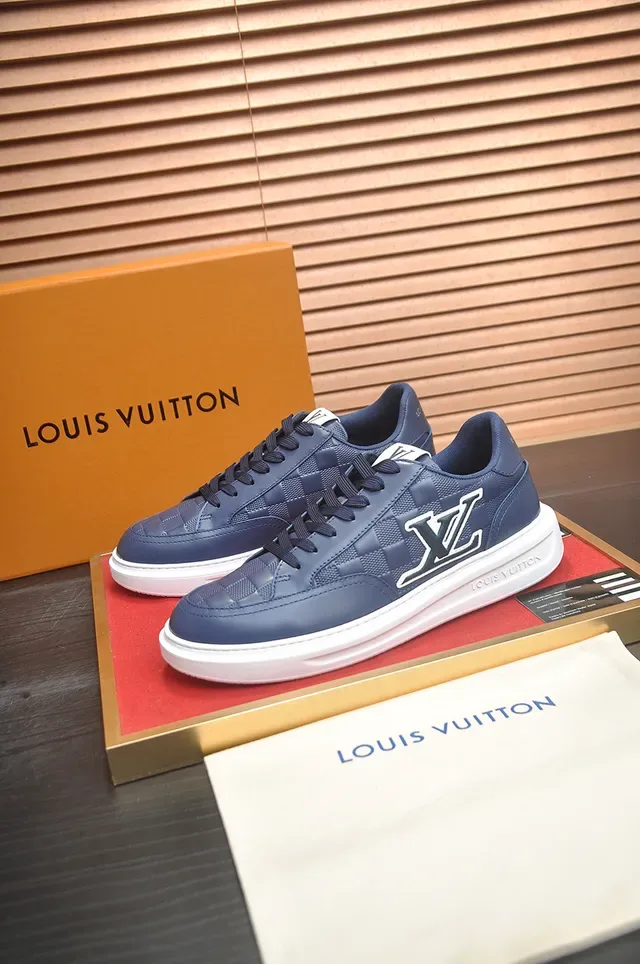 Louis Vuitton LV Trainer Navy White Low-Top Monogrammed Lifestyle Sneakers 4