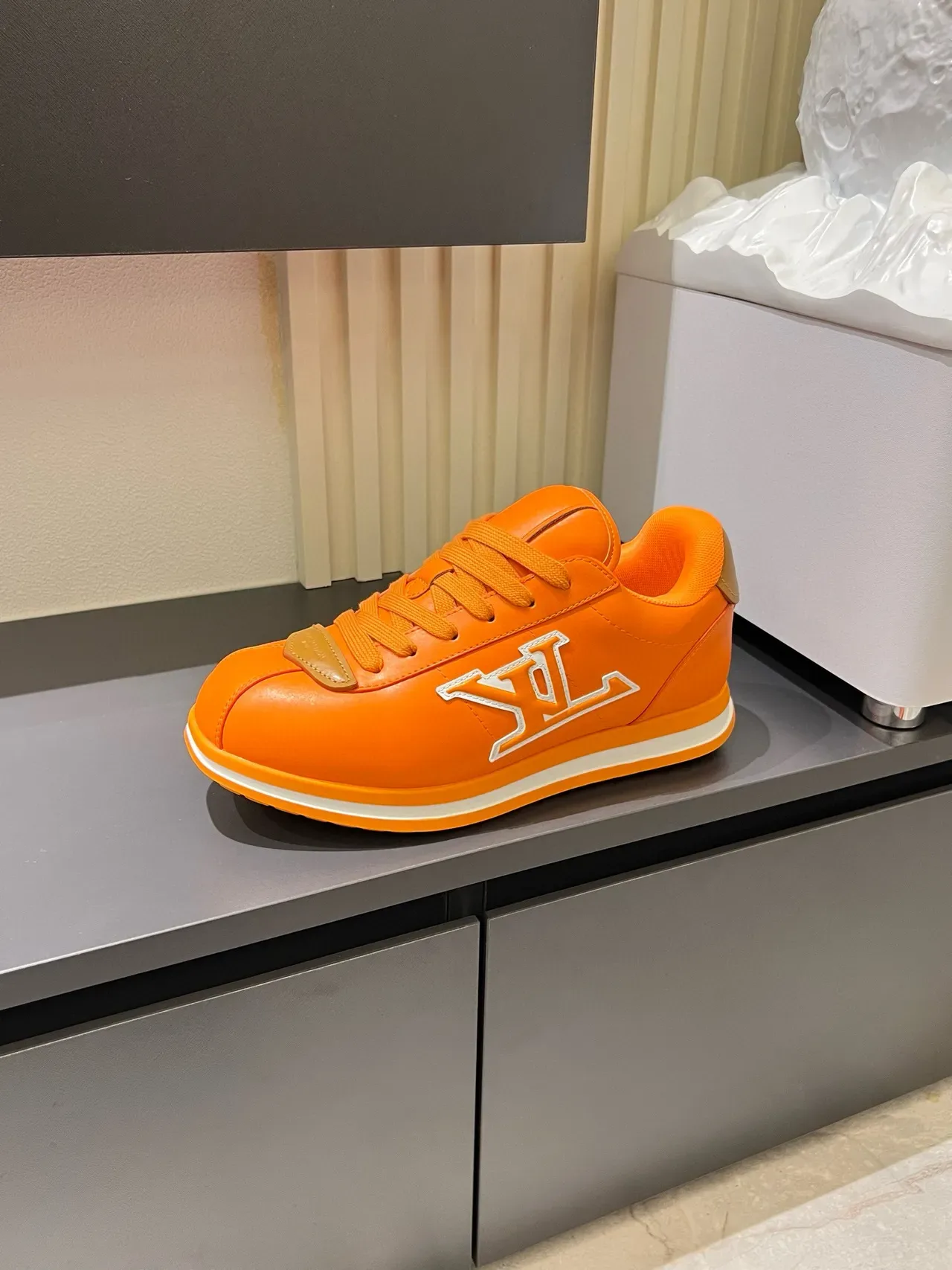 Louis Vuitton LV Trainer Orange White Low-Top Leather Upper Lifestyle Sneakers 5
