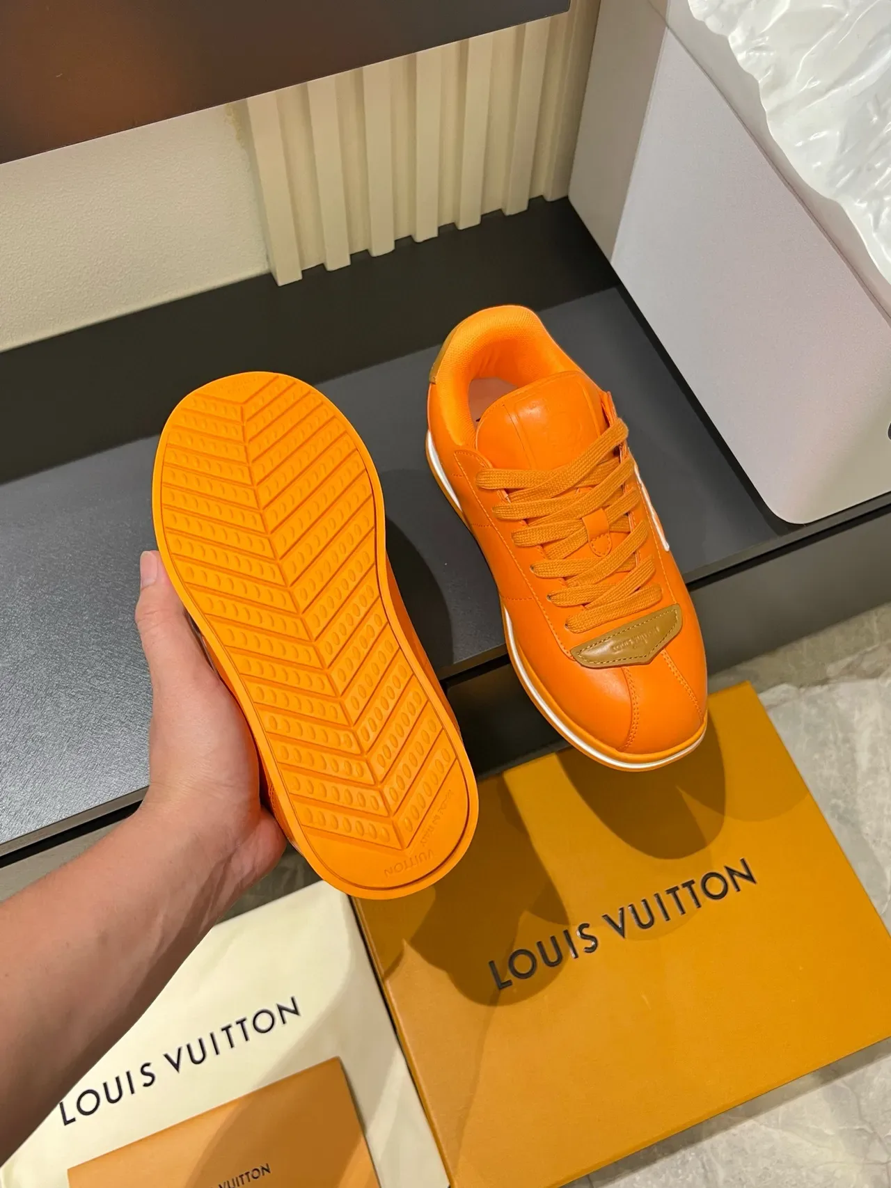 Louis Vuitton LV Trainer Orange White Low-Top Leather Upper Lifestyle Sneakers 7