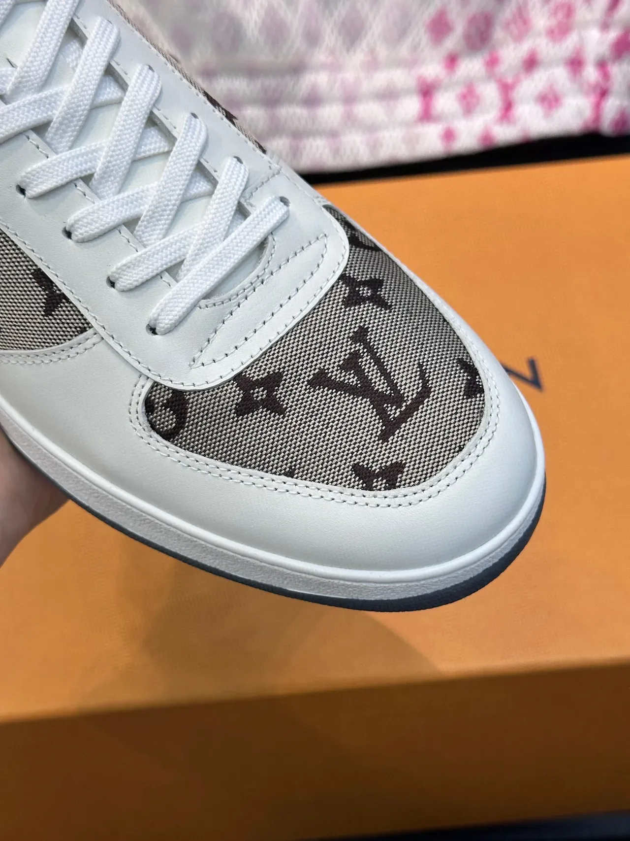Louis Vuitton LV Trainer White Beige High-Top Monogram Canvas Lifestyle Sneakers 3